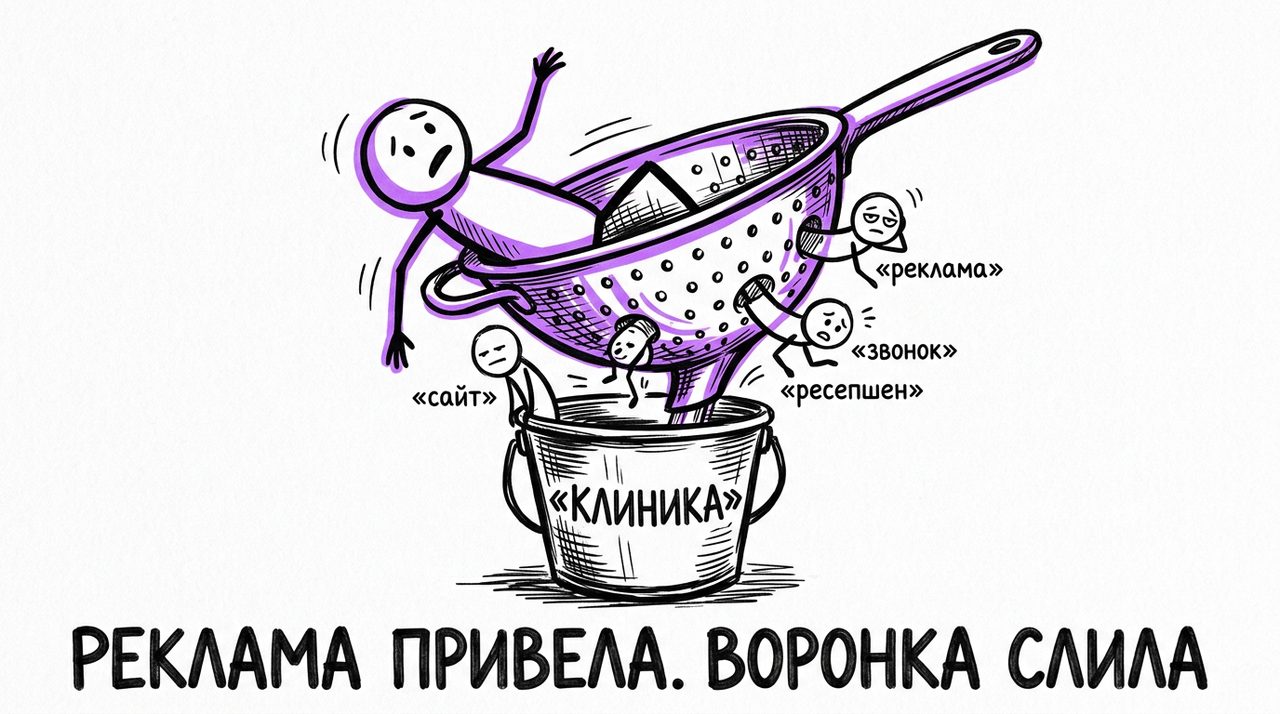 Пациентский поток клиники — реклама привела, воронка слила
