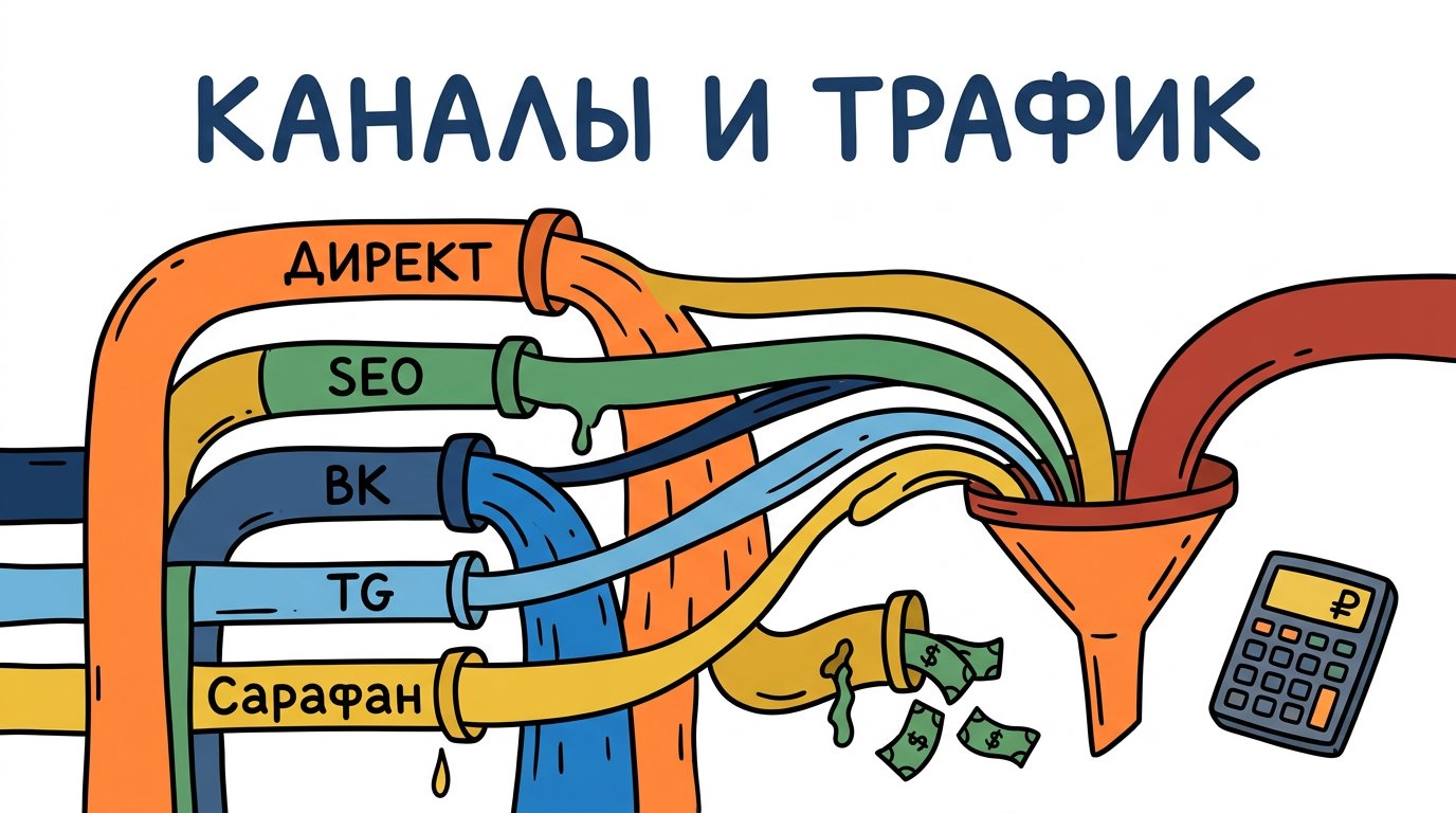 Каналы и трафик — пять каналов в воронку
