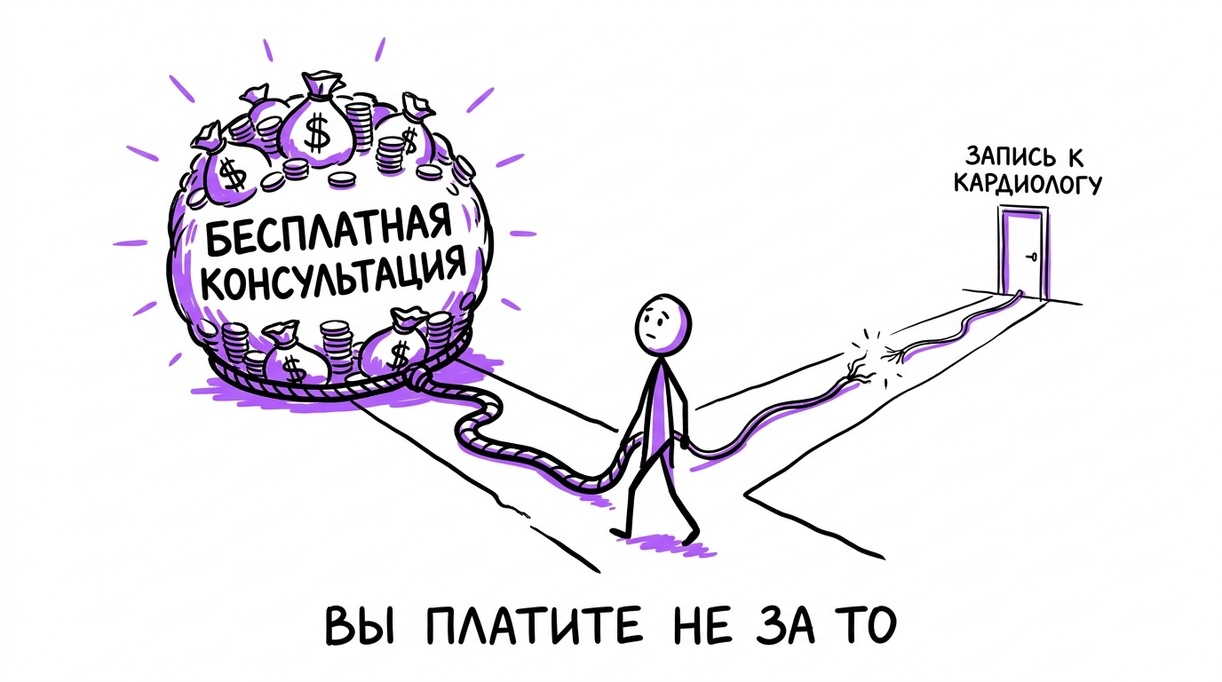 Клиника платит за широкий бесплатный ключ вместо целевого запроса на запись к врачу