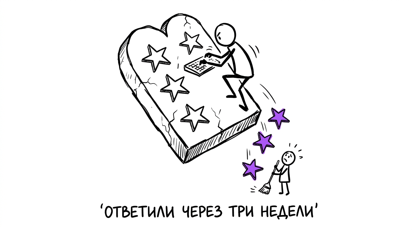 Пациент пишет гневный отзыв, администратор клиники метёт метлой падающие единицы звёзд — поздний ответ на отзывы клиники