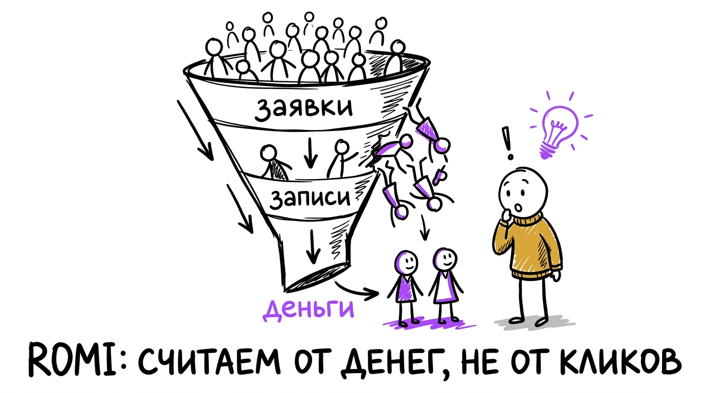 Воронка пациентов клиники: от заявок через записи к реальным деньгам — большинство теряется по пути