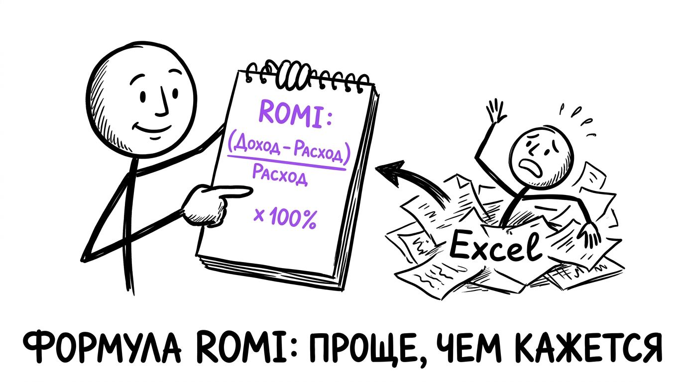 Директор клиники с простой формулой ROMI в блокноте вместо Excel-хаоса — ясность против бумажного безумия